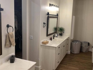 Separate vanities in master bathroom